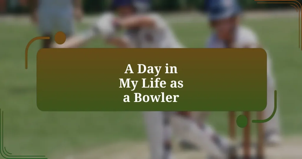 A Day in My Life as a Bowler