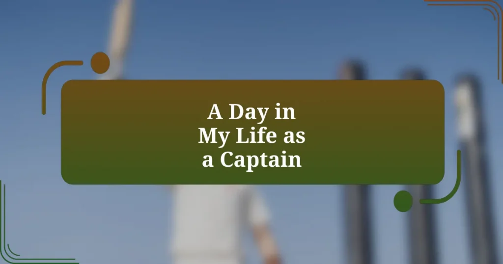 A Day in My Life as a Captain