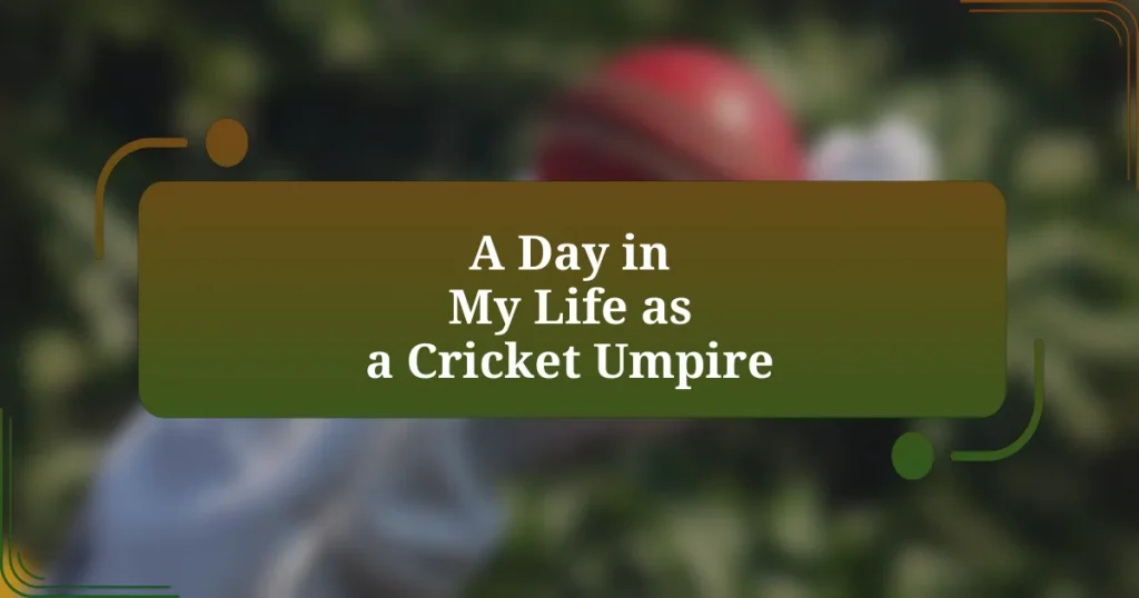 A Day in My Life as a Cricket Umpire