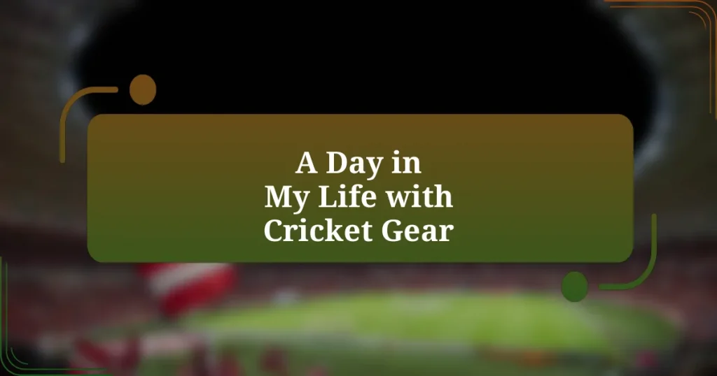 A Day in My Life with Cricket Gear