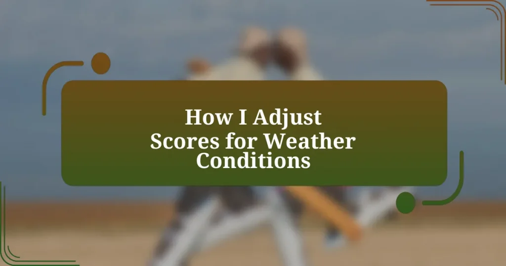 How I Adjust Scores for Weather Conditions