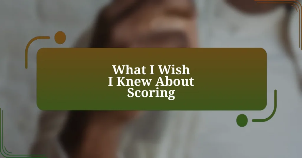 What I Wish I Knew About Scoring