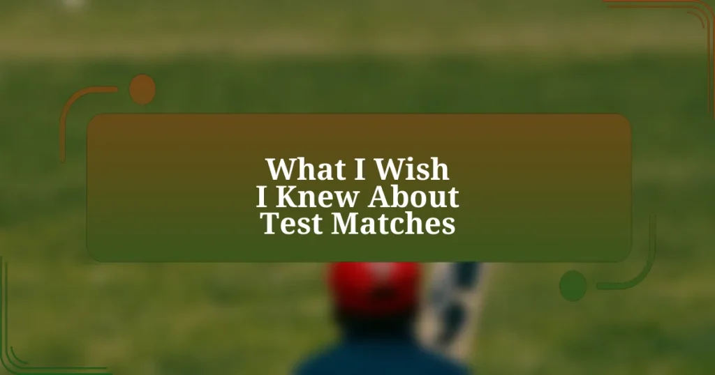 What I Wish I Knew About Test Matches