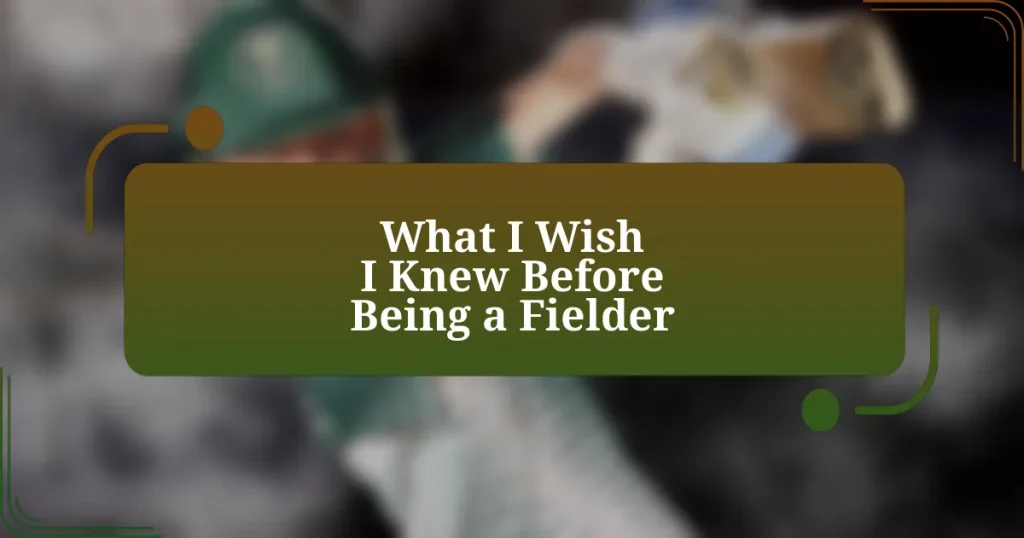 What I Wish I Knew Before Being a Fielder